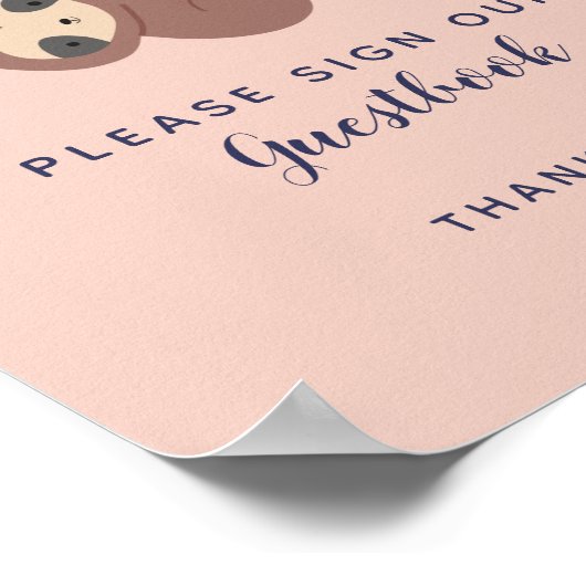 Sloth Baby Dusche Unterschreiben Sie unser Gästebu Poster (Ecke)