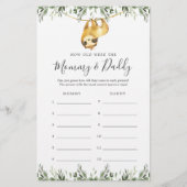 Sloth Baby Dusche wie alt waren sie Spielkarte (Vorderseite)