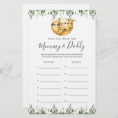 Sloth Baby Dusche wie alt waren sie Spielkarte (Vorne/Hinten)