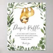 Sloth Baby Dusche Windeln Raffle-Zeichen Poster (Vorne)
