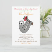 Sloth-Baby-Duschen-Einladungniedliches Einladung (Stehend Vorderseite)