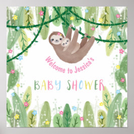 Sloth Baby Girl Duschdusche Jungle Thema Willkomme Poster