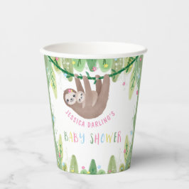 Sloth Baby Girl Duwer Jungle Thema Pappbecher