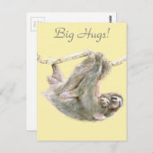 Sloth, Baby mit Mutter, die "Big Hugs" kuschelt Postkarte (Vorne/Hinten)