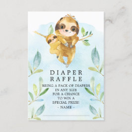 Sloth Baby Showdiaper Raffle Ticket Begleitkarte