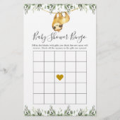Sloth Baby Shower Bingo Game (Vorderseite)
