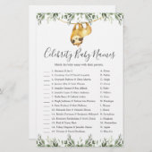 Sloth Baby Shower Celebrity Baby Names Game (Vorne/Hinten)