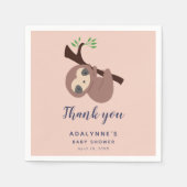 Sloth Baby Shower Danke, Script Niedlich Simple Serviette (Vorderseite)
