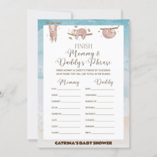 Sloth Baby Shower Game - Bearbeitbarer Name, 12x18 Einladung