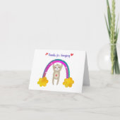 Sloth Baby Shower Gender Neutral Boho Rainbow Nied Dankeskarte (Vorderseite)