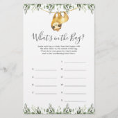 Sloth Baby Shower Guess Was ist im Bag Game? (Vorderseite)