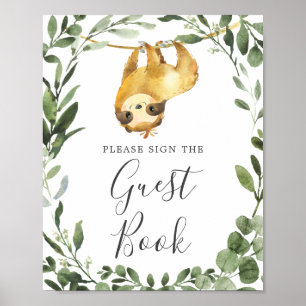 Sloth Baby Shower Guestbook Sign Poster