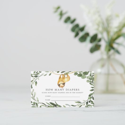 Sloth Baby Shower schätzt, wie viele Windschutzkar Begleitkarte (Stehend Vorderseite)