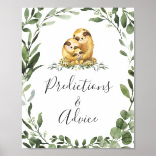 Sloth Baby Shower Vorhersagen und Ratschläge Unter Poster