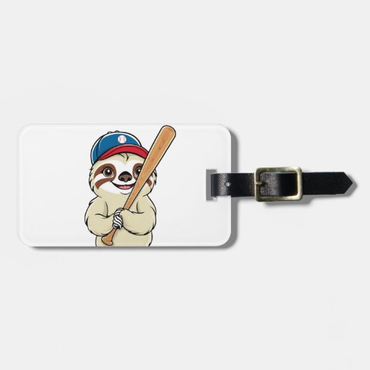 Sloth Baseball Player Gepäckanhänger (Vorderseite horizontal)