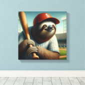 Sloth Baseball Player Leinwanddruck (Insitu (Holzboden))