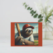 Sloth Baseball Player Postkarte (Stehend Vorderseite)