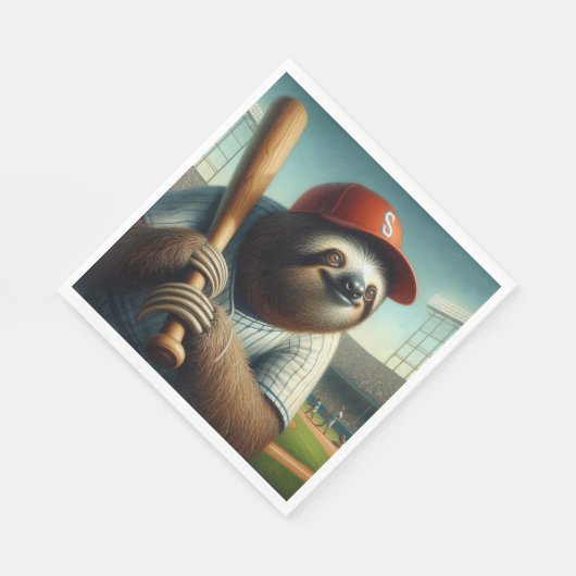Sloth Baseball Player Serviette (Ecke)