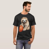 Sloth Basketball Funny Sloth Holding Basketball Sl T-Shirt (Vorne ganz)