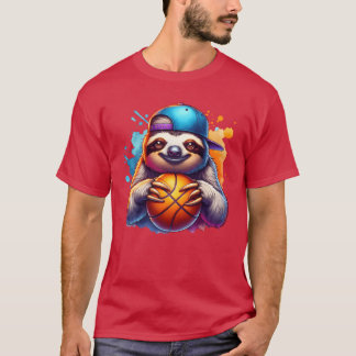 Sloth Basketball Player Funny Sports Design funny T-Shirt