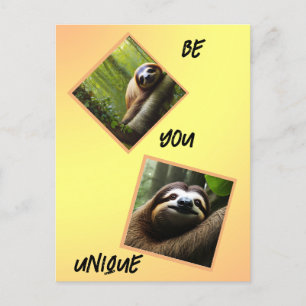 Sloth "Be You Unique", Feiertagspostkarte