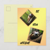 Sloth "Be You Unique", Feiertagspostkarte (Vorne/Hinten)