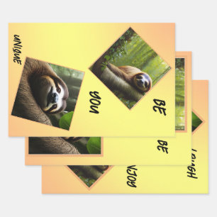 Sloth "Be You Unique", Geschenkmarke Geschenkpapier Set
