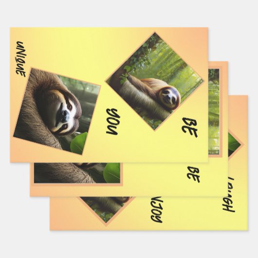 Sloth "Be You Unique", Geschenkmarke Geschenkpapier Set (Set)