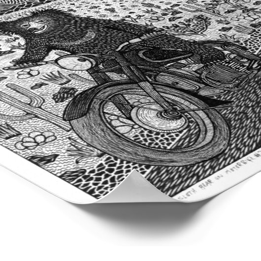 Sloth Bear auf Motorrad #2 Poster (Ecke)