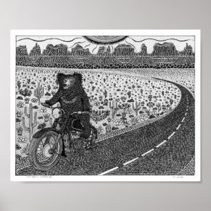 Sloth Bear auf Motorrad #2 Poster