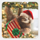 Sloth Bearing Geschenke Quadratischer Aufkleber (Vorderseite)