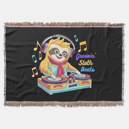 Sloth Beats Retro Vintage Dynamik Decke (Vorderseite)