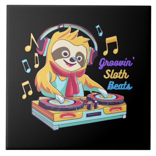 Sloth Beats Retro Vintage Dynamik Fliese (Vorderseite)