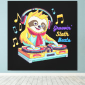 Sloth Beats Retro Vintage Dynamik Leinwanddruck (Insitu (Holzboden))