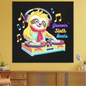 Sloth Beats Retro Vintage Dynamik Leinwanddruck (Insitu (Wohnzimmer))