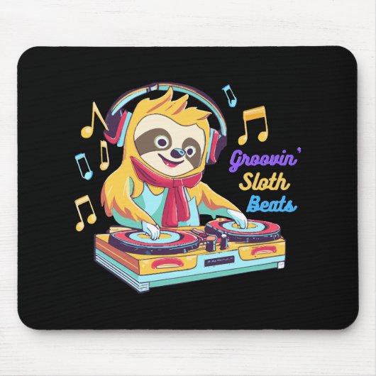 Sloth Beats Retro Vintage Dynamik Mousepad (Vorne)