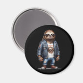 Sloth Biker Rebel Leather Jacket Cool Style Urban Magnet (Vorderseite/Rückseite)