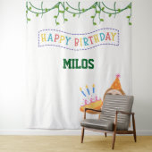 Sloth Birthday Backdrop Personalized Tapestry Wandteppich (Beispiel)
