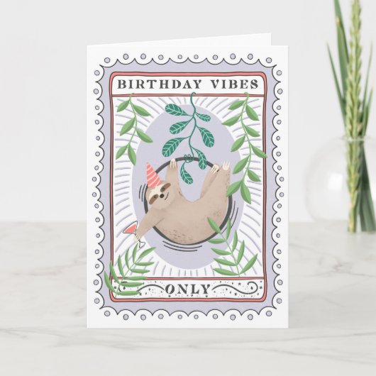 Sloth Birthday Card | Aerial Hoop Sloth Karte (Vorderseite)