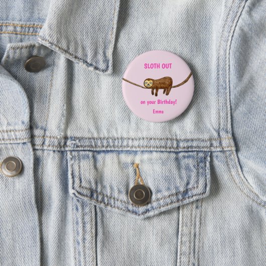 Sloth Birthday Card Button (Beispiel)