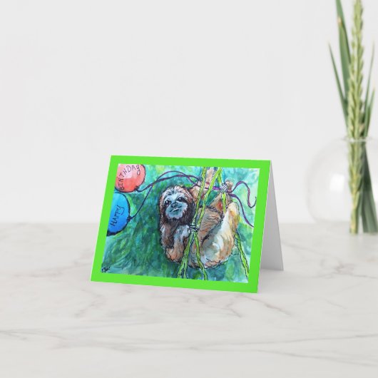 Sloth Birthday Card Dankeskarte (Vorderseite)