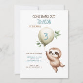 Sloth Birthday Come Hang Out 1st Birthday Einladung (Vorderseite)