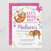 Sloth Birthday Einladung (Vorne/Hinten)