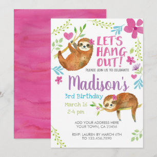 Sloth Birthday Einladung
