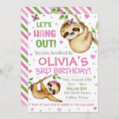 Sloth Birthday Einladung | Einladung (Vorne/Hinten)