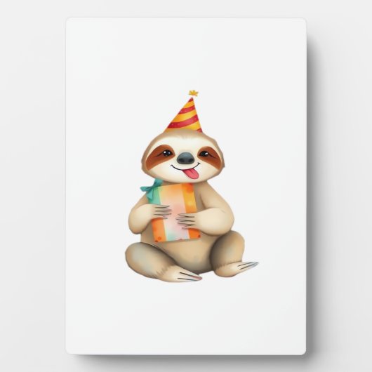 Sloth birthday gift cute funny happy party hat Cla Fotoplatte (Vorderseite)