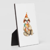 Sloth birthday gift cute funny happy party hat Cla Fotoplatte (Seite)