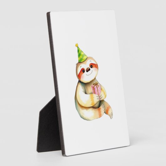 Sloth birthday gift cute funny happy party hat Cla Fotoplatte (Seite)