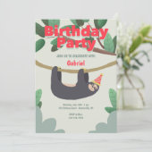 Sloth Birthday Party Einladung (Stehend Vorderseite)