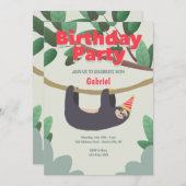 Sloth Birthday Party Einladung (Vorne/Hinten)